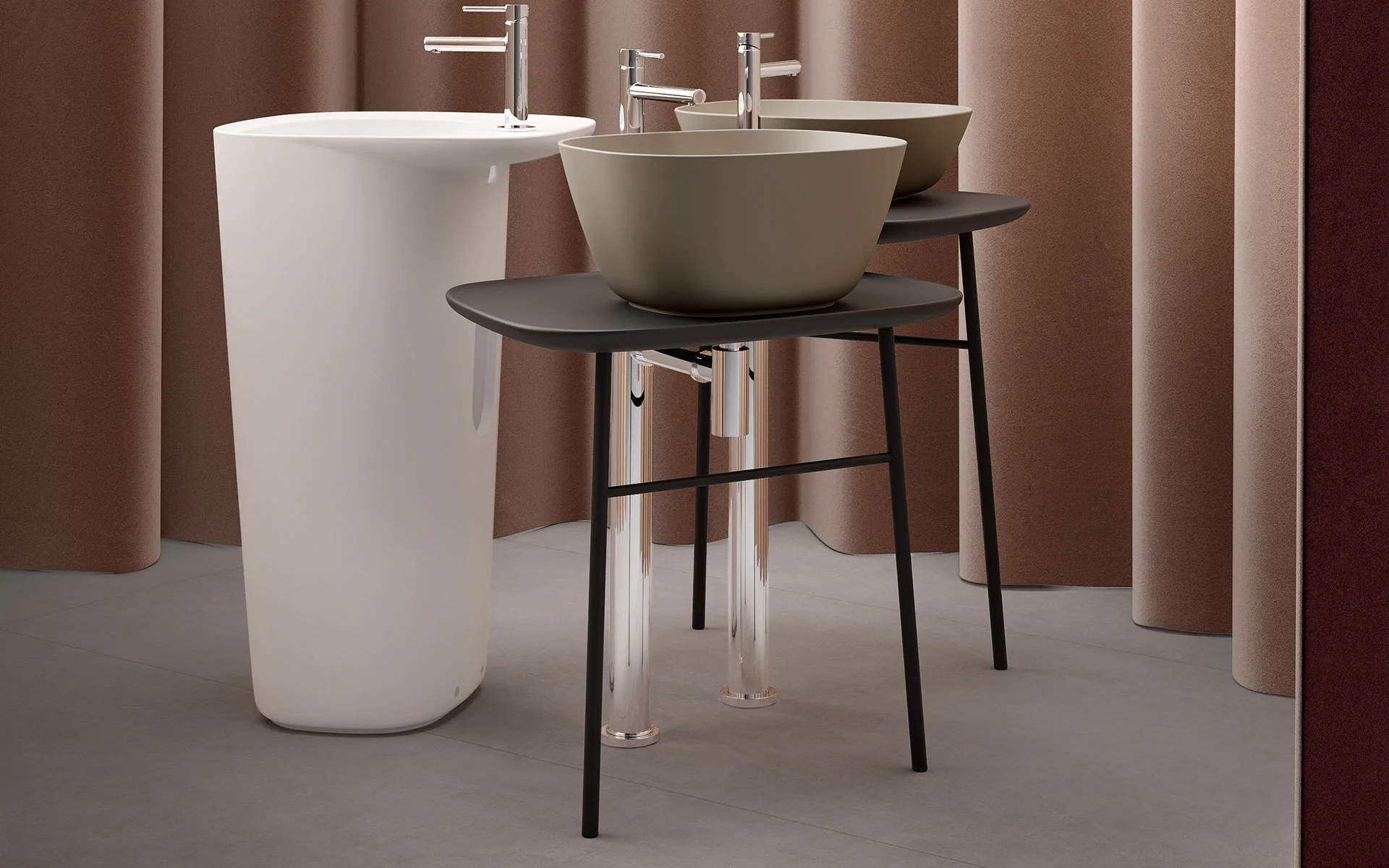 Manufacturer, Exporter, Importer, Supplier, Wholesaler, Retailer, Trader of Free Standing Washbasin Unit, High, Matte Black in New Delhi, Delhi, India